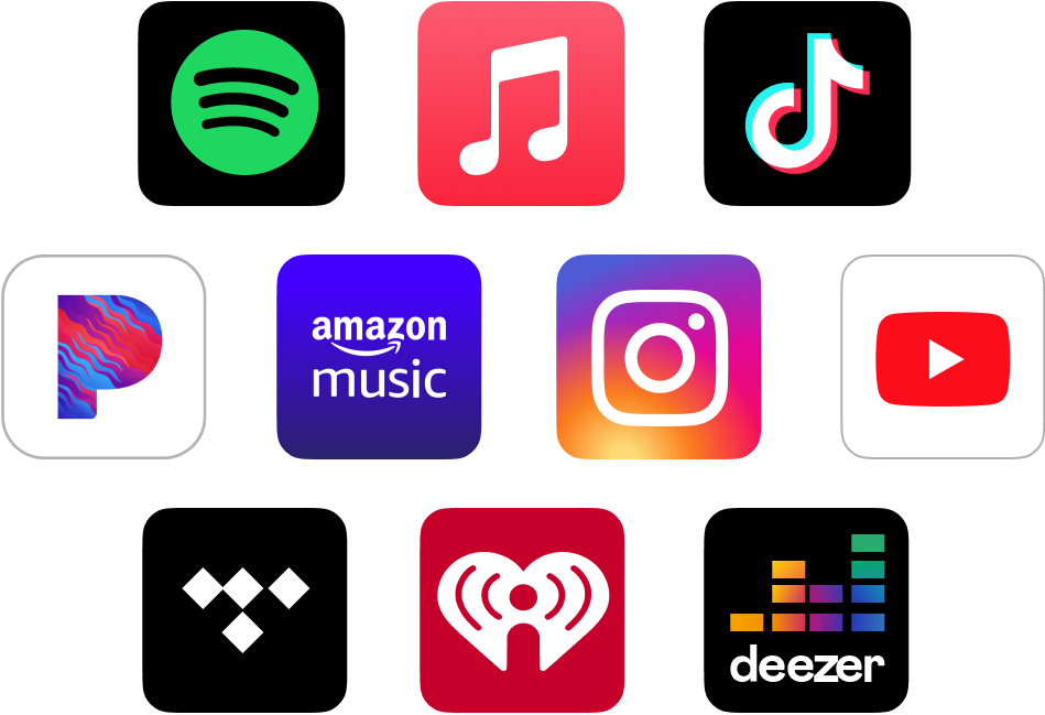 Logo's van muziekstreamingdiensten